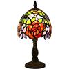 Tokira Lampada da Tavolo Stile Tiffany 6 Pollici, Mini da Notte Vintage in Vetro Colorato, Fiore Di Rosa Rossa Camera da Letto Sul Comodino Lampade da Scrivania Soggiorno[Senza Lampadina]