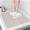 BWBIKE Tappetino da Doccia Quadrato Antiscivolo con Ventose e Fori di Scarico, 60 x 60 cm, Cachi