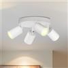 LVWIT Faretti LED da Soffitto Orientabili Bianco,Faretto LED Interno con 4 Luci in Alluminio GU10, Orbicolare Base, Faretti da Soffitto Moderna Industriali per Barra, Salotto, Cucina (Senza Lampadina)