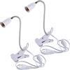 TIMESETL Lampada con Morsetto a Pinza 2Pz 45W Portalampada E27, Flessibile da Letto e Tavolo, Collo di Cigno Regolabile a 360°, Senza Lampadine