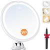 Auxmir Specchio Ingranditore 30X con Luci Specchio Trucco con Luci a 3 Colori Luminosità Regolabile Specchio da Parete 360° Girevole Specchio a Ventosa Potente per Trucco Dettagliato, Casa e Viaggio