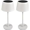 greenandco 2x Lampada da Tavolo LED solare senza fili, ricaricabile, dimmerabile, controllo tattile, 3000-5000K, CRI 90, 2600mAh, per interni ed esterni, colore: bianco