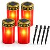 BYZESTY Lumini LED per Cimitero, 4 Pezzi Lume Funerale, Elettrico Con Spina di Terra, Rouge, 7 x 12 cm
