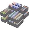 Hafeehoo Mezzar Set di 8 Organizer Armadio Cassetti Intimo, Organizer per Biancheria Intima in Tessuto Non Tessuto, Pieghevole Organizzatore Divisori da Cassetti per Reggiseni Calze Cravatte Grigio