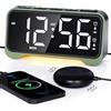 ROCAM Sveglia Digitale con Suono Forte per Dormiglioni e Anziani - Luce Notturna LED, Doppia Allarme, 12/24H, Snooze, Ricarica USB - Orologio da Comodino per Camera da Letto，Verde