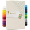 Lavea Lenzuola con angoli jersey - Serie Maya, 100% cotone, Finitura di alta qualità, con elastico perimetrale, certificato Oeko-Tex Standard 100, Cotone, Crema bianco naturale, 90x200cm | 100x200cm