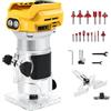 LIROPAU Fresa a batteria compatibile con Dewalt da 18 V batteria, 1300 W Rifilatore Fresatrice Verticale, Elettrica Fresatrice Palmare Rifilatore, con 6 velocità, taglialegna a batteria (senza batteria)