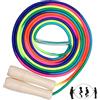 Zocipro Corda da Salto Lunga per Bambini, 5M Corda per Saltare Regolabile con Manico in Legno, Corda Multi-salto Arcobaleno per Bambini, Sport all'aperto, Attività Scolastiche