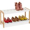 Relaxdays Scarpiera da Ingresso, 2 Ripiani, 6 Paia Scarpe, Scaffale Portascarpe 36x70x26 cm, MDF, bambù, Naturale Bianco, Fibra di Legno
