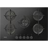 Indesit Piano Cottura 5 Fuochi a Gas 73 cm (1 Bruciatore Doppia Corona) in Vetro colore Nero - ING 72T/BK 1