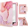 MoKo Custodia per 7/6,8 Kindle Paperwhite(12a/11a Gen-2024/2021) & Colorsoft Signature Edition, Custodia Sottile in PU con Auto Sonno/Sveglia,Non per kobo Aura 2/Remarkable, Marmorizzato Rosa Chiaro
