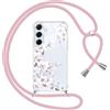 Yoedge Cover con Cordino per Samsung Galaxy A55 5G 6,5, Trasparente Aesthetic Disegni Fiori Custodia con Collana Tracolla Laccio Collo, Morbido TPU Silicone + PC Antiurto Case per Samsung A55, 05