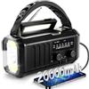 TKMARS 20000mAh Radio Portatile a Batteria Emergenza FM/AM, Radio Portatile Ricaricabile a Pile Manovella Solare con 3 Modalità, Lampada da Lettura, Allarme SOS, Bussola, può Caricare Gli Smartphone（Nero）