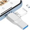 Chasisna Memoria Esterna iphone 128 GB, Chiavetta usb per iphone 3 in 1, USB i phone Chiavetta, i-Pad, Mac, tablet, PC e Smartphone Android con USB-C.