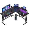 Devoko 150 x 130 cm Scrivania Gaming Angolare, Scrivania Angolare con Supporto per Monitor per Lo Studio, Il Gioco E Il Lavoro, Scrivania Gaming Ergonomica(Carbonio Nero)