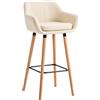 CLP Sgabello Bar Grant In Similpelle Sfoderabile I Sedia Alta Cucina Telaio In Legno Di Faggio I Sgabello Bancone, Colore:crema