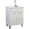 Yellowshop | Mobile Lavatoio Lavapanni Lavanderia Bagno In Legno Anta Ante Mobiletto Pilozza Lavabo Armadio Bianco Varie Misure Cm 45x50, 60x50, 60x60 Altezza 88 cm PRIME (Cm L.60 x P.50 x H.88)