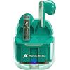 Music Hero Auricolari TWS ICY, cuffiette wireless trasparenti con custodia di ricarica, autonomia di 3 ore per musica e chiamate, microfono integrato, cavo di ricarica USB-C incluso