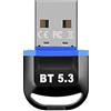 Uanratg Adattatore USB Bluetooth per PC USB Bluetooth Dongle 5.3 Connettore Senza Fili Bluetooth Ricevitore Chiave USB per Computer
