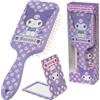 Hello Kitty Sanrio Spazzola Capelli e Specchio Set Accessori Capelli Bambina Donna, Kuromi Cinnamoroll Spazzola Piatta Districante Specchio Pieghevole (Kuromi Spazzola e Specchio)