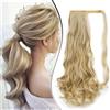 Dcbaboo Coda Capelli Extension Ricci 60cm Coda Finta Capelli Sintetici Posticci per Capelli Ondulati Extension Coda Capelli Finti Clip Coda di Cavallo Mossi Lunghi Ponytail, Biondo & Sandy Blonde