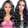 Creuost Body Wave 4x1 HD Lace Frontal Human Hair Wig 150% Density Parrucca Donna Capelli Veri Umani 1b Natural Black Brazilian Virgin Hair Pre Plucked Baby Hair Minimal Tangle 12 Inch