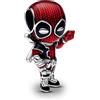 PANDORA Ciondolo di Deadpool della Marvel in argento 9 con smalto rosso e nero