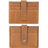 DOMAT Portafoglio classico in vera pelle sottile con scomparto per monete, portafoglio da uomo in pelle per 8 carte, portafoglio bifold Cash, porta carte di credito, Giallo marrone,