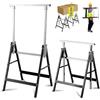 Fiqops Set di 2 cavalletti da lavoro regolabili in altezza, portata 200 kg, cavalletti 7 livelli regolabili in altezza 80-130 cm, stabile cavalletto pieghevole per uso versatile (nero)
