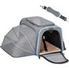Petsfit Borsa pieghevole per il trasporto di gatti e cani, con tracolla espandibile, in tessuto Oxford per gatti e cani, M/Grigio/Unilaterale