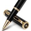 MOWOT Penna roller di lusso, finiture in oro 24 carati, inchiostro Schneider Refull, corpo nero