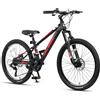 Glerc Skyline Kids Mountain Bike per ragazzo/ragazza 24 pollici bicicletta per bambini 10 11 12 13 14 15 16 17 18 anni ragazzi 21 velocità bicicletta con sospensioni anteriori e freni a disco nero