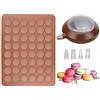 BLUESEABUY Set Macaron: Tappetino in Silicone per 48 Macaron, Stampo Antiaderente con Penna Decorativa e 4 Ugelli