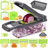 YVCVQKUC Tagliaverdure multifunzione 16 in 1, mandolina per verdure professionale, affettaverdure manuale con 7 lame regolabili, affettaverdure da cucina professionale per tagliare verdure, cipolle, patate