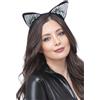 Smiffys Cerchietto con orecchie da gatto nero e decorazioni gioiello Halloween