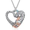 YFN Collana Sirena in Argento Sterling Ciondolo Sirena Madre Figlia Gioielli Mamma Figlia Regali per Donne Ragazze