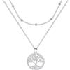 Yinsen Collana Albero Della Vita Donna Argento 925 Serie a Doppia Catena-Regalo Elegante per Donna,Con Scatola Regalo-per Lei Moglie Festa della Mamma Anniversario Regalo Natale Valentin's Day