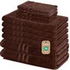 Lavea Set di asciugamani "Elena" da 10 pezzi - marrone caffè, 4 asciugamani, 2 teli doccia, 2 asciugamani per ospiti, 2 lavette, 100% cotone - Certificazione Oeko-TEX Standard 100