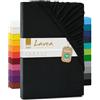 Lavea Lenzuola con angoli jersey - Serie Maya, 100% cotone, Finitura di alta qualità, con elastico perimetrale, certificato Oeko-Tex Standard 100, Cotone, Nero, 180x200cm | 200x200cm