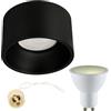 EDO Faretto da Incasso per Cartongesso ZAMA Black S Rotondo 5,5W LED 3000K Caldo 500lm GU10 230V - Ø85*50mm, Plafoniera Soffitto Faretto Alluminio in Nero per Cameretta, Cucina, Soggiorno