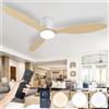 AQLEDY Pale Da Soffitto Con Luce E Telecomando Silenzioso Lampadario Con Ventilatore Ventola Soffitto Con Luce Design Memoria Dimmerabile LED 6 Velocità Motore DC Reversibile E Timer-White-WoodGrain||42in