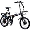 GLSQBVRP Mountain Bike Pieghevole In Acciaio Ad Alto Tenore Di Carbonio Da 16, 20 E 22, Con Doppio Freno A Disco, 7 Velocità, Per Uomo E Donna, Altezza Regolabile B,20 inch