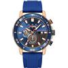 findtime Orologio da uomo arancione in silicone, con cronografo, calendario, sportivo, al quarzo, lancette luminose, Blu, cinghia