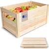 Creative Deco Cassetta Pieghevole in Legno, 46 x 29,5 x 23,5 cm | Montaggio senza attrezzi, per frutta, verdura, giocattoli e altri oggetti, utilizzabile come scatola decorativa