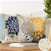 DecorMommt Estate Impermeabile Blu Giallo Federe Cuscini Divano 50x50 cm Dalia Moderno all'aperto Copricuscini Divano Fodere Cuscino per Divano Decorative Fodere Per Soggiorno Giardino Terrazza Set di 2