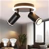 URing Faretti LED Soffitto Orientabili - Faretti da Soffitto Interno Nero - Lampadario Soffitto 2 Luci con 2 x 5W GU10 LED, 3000K Bianco Caldo Faretti da Parete per Cucina, Camera da Letto, Soggiorno