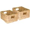 HMF Cestino portaoggetti HMF intrecciato in giacinto d'acqua, cestino decorativo con manici per riporre oggetti in bagno, cucina e zona giorno | Set da 2 | Dimensione L | 36 x 28 x 20 cm | Naturale