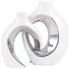XIAOMAGG Set Di 2 Vasi In Ceramica, Arredamento Moderno Bohémien Matrimonio, Tavolo Da Pranzo, Banchetto Soggiorno Ufficio, Camera Da Letto, Bagno, Davanzale，Vaso decorativo (Argento bianco)