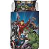 O&N Spa Parure Copripiumino Completo Lenzuola Avengers Frozen Spiderman Disney Letto Singolo 100% Puro Cotone Bambini Supereroi Set Lenzuolo Sacco Federa Camera Piazza Biancheria Cameretta (Avengers)