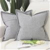 Madizz 2 Pezzi Poliestere Lino Copricuscini con bordo largo Morbido Decorativo Fodere per Cuscino Lusso Stile per Divano Camera da Letto 40x40 cm Grigio chiaro